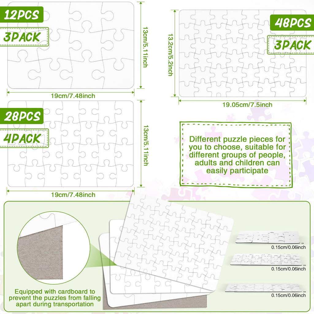Sumind 10 Pack Blank Sublimation Jigsaw Puzzles - 7.1x5.1 Inch White Cardboard DIY Heat Transfer Puzzles for Personalized Gifts