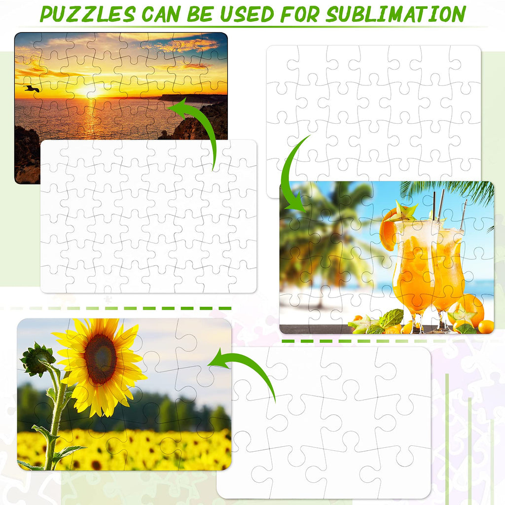Sumind 10 Pack Blank Sublimation Jigsaw Puzzles - 7.1x5.1 Inch White Cardboard DIY Heat Transfer Puzzles for Personalized Gifts