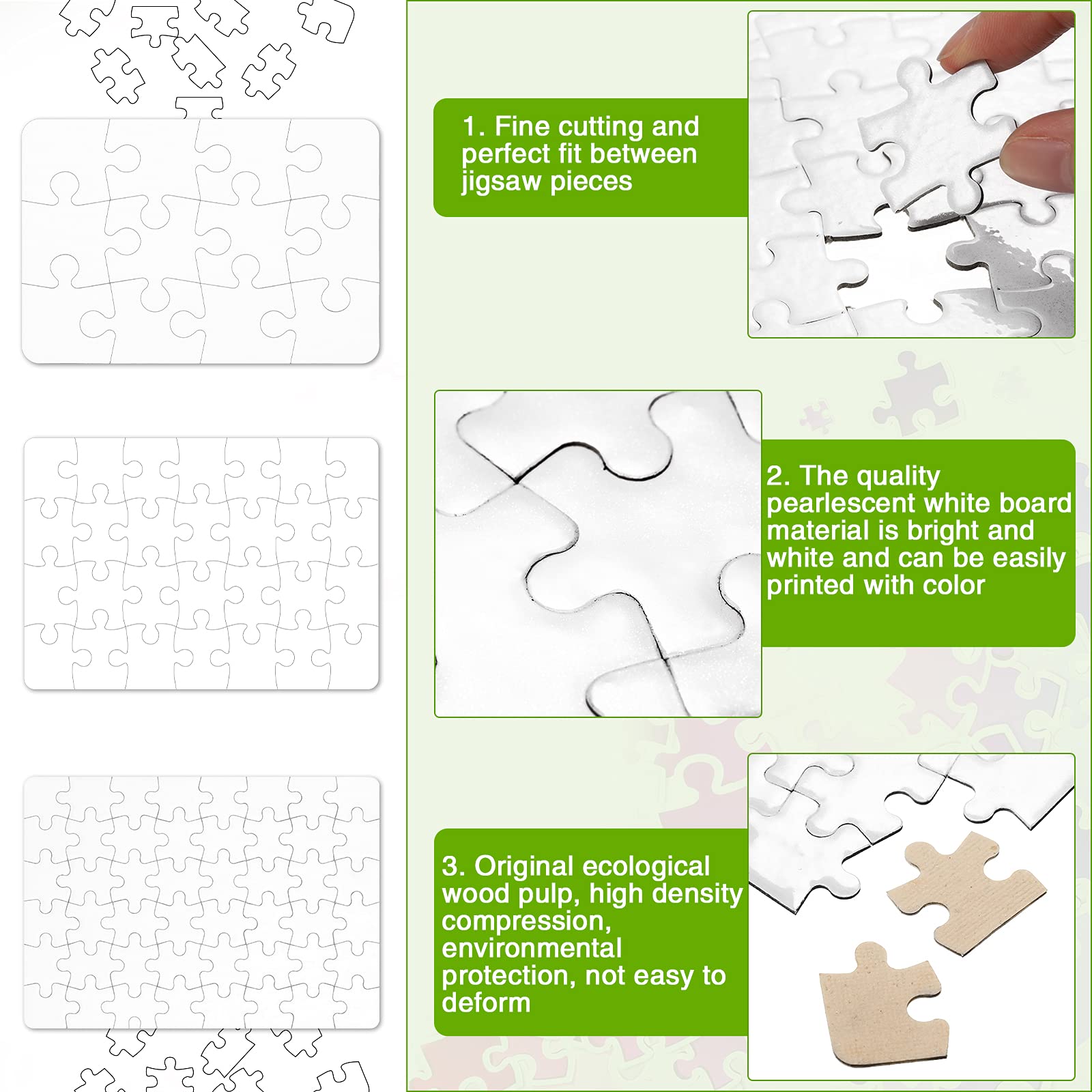 Sumind 10 Pack Blank Sublimation Jigsaw Puzzles - 7.1x5.1 Inch White Cardboard DIY Heat Transfer Puzzles for Personalized Gifts
