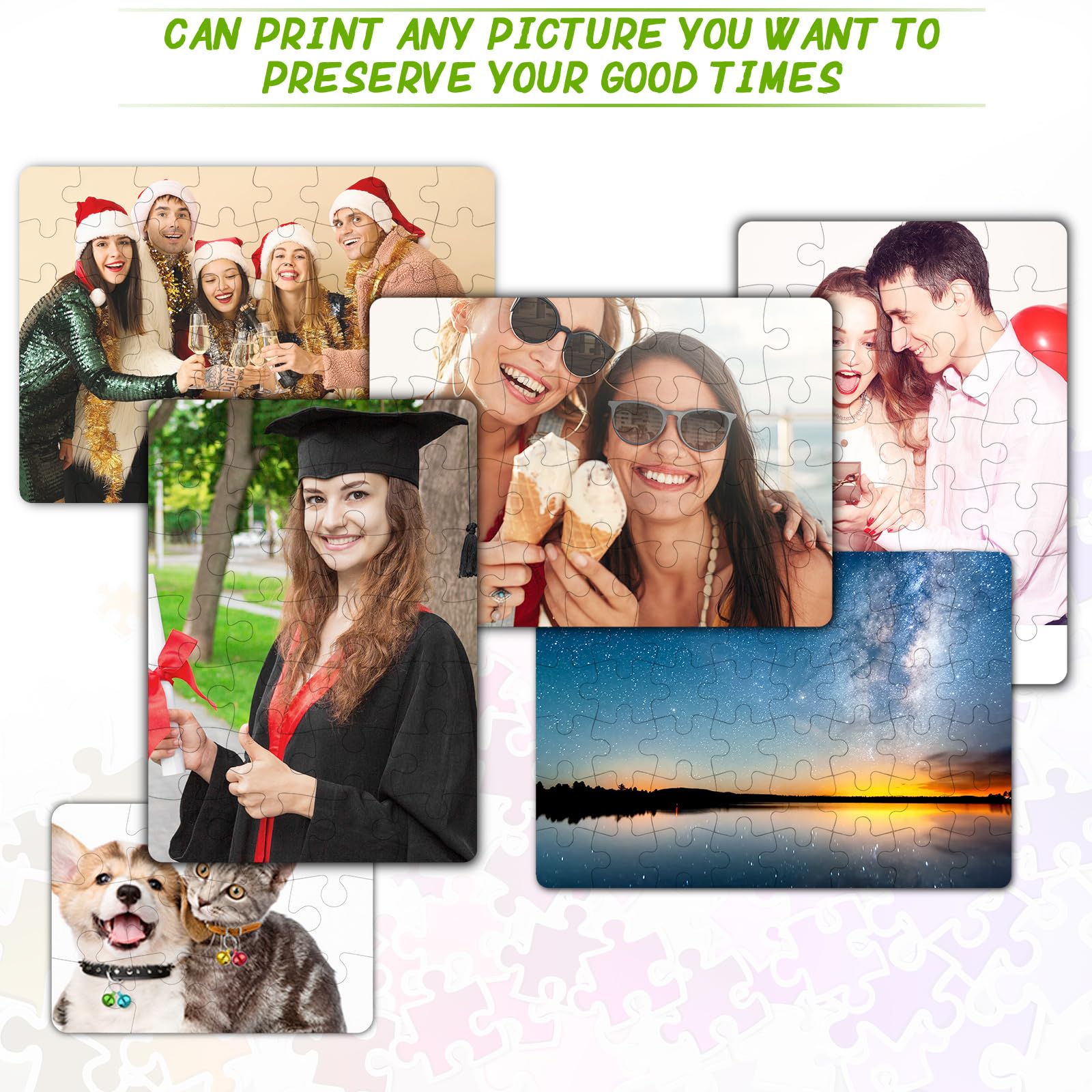 Sumind 10 Pack Blank Sublimation Jigsaw Puzzles - 7.1x5.1 Inch White Cardboard DIY Heat Transfer Puzzles for Personalized Gifts