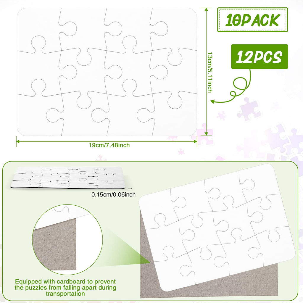 Sumind 10-Pack Blank Sublimation Puzzles – White A5 Rectangle for DIY Heat Transfer Printing