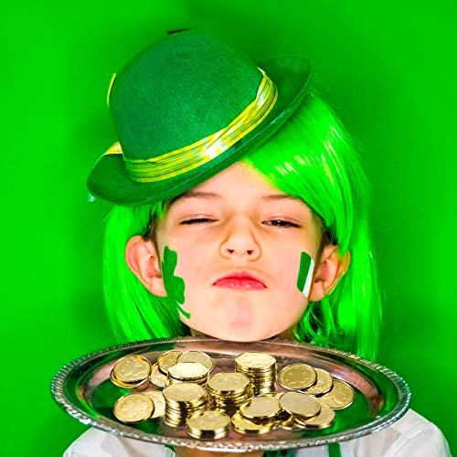 Sumind 240-Pack Gold St. Patrick's Day Shamrock Coins – Plastic Clover Coins for Table Sprinkles and Party Decor