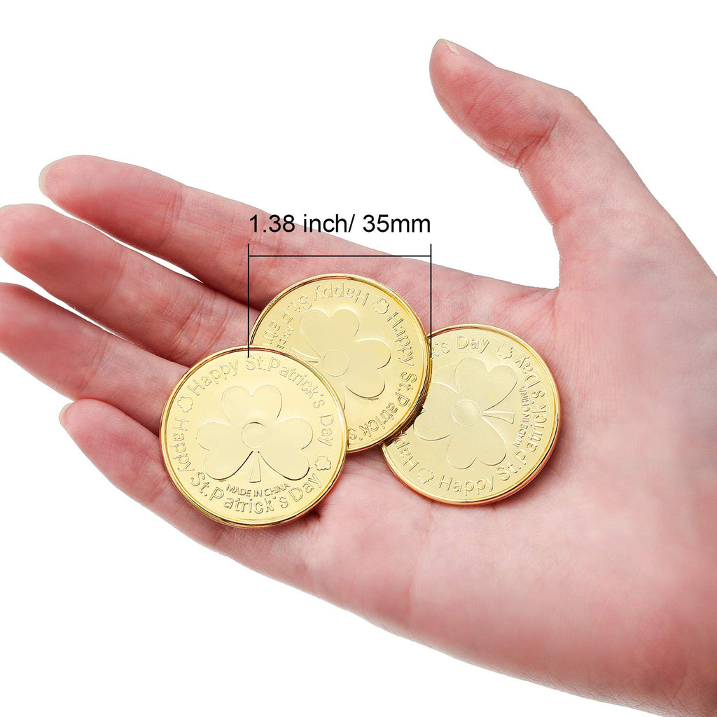 Sumind 240-Pack Gold St. Patrick's Day Shamrock Coins – Plastic Clover Coins for Table Sprinkles and Party Decor