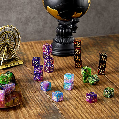 Sumind 48-Piece Counter Dice Set with +1/-1 Markings – 6-Sided Resin Tokens for CCG and TCG Games