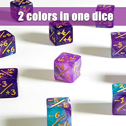 Sumind 48-Piece Counter Dice Set with +1/-1 Markings – 6-Sided Resin Tokens for CCG and TCG Games