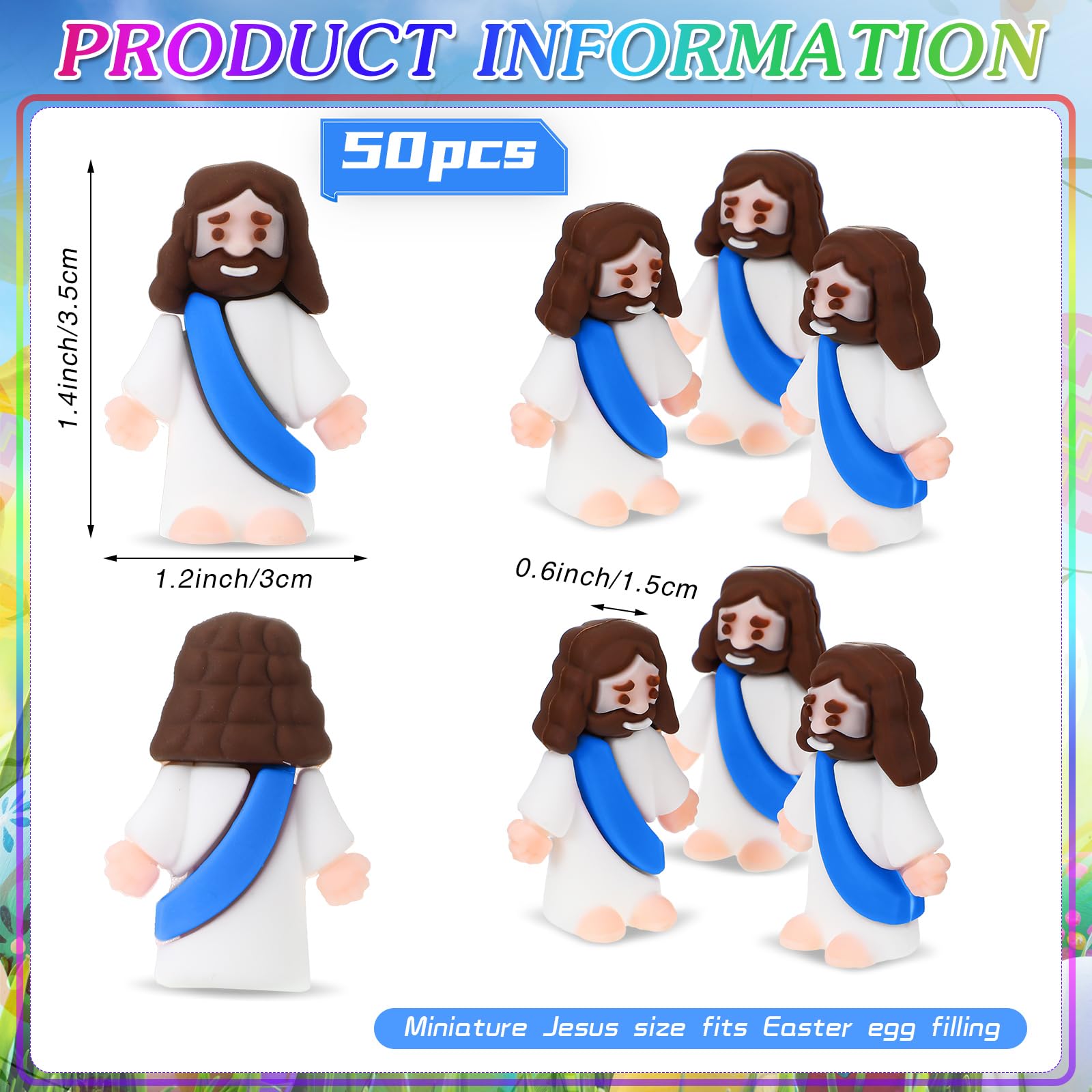 Sumind 50 Pack Mini Jesus Figures for Easter Egg Stuffers, Religious Party Favors, Sunday School Gifts