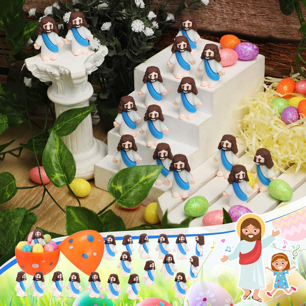 Sumind 50 Pack Mini Jesus Figures for Easter Egg Stuffers, Religious Party Favors, Sunday School Gifts