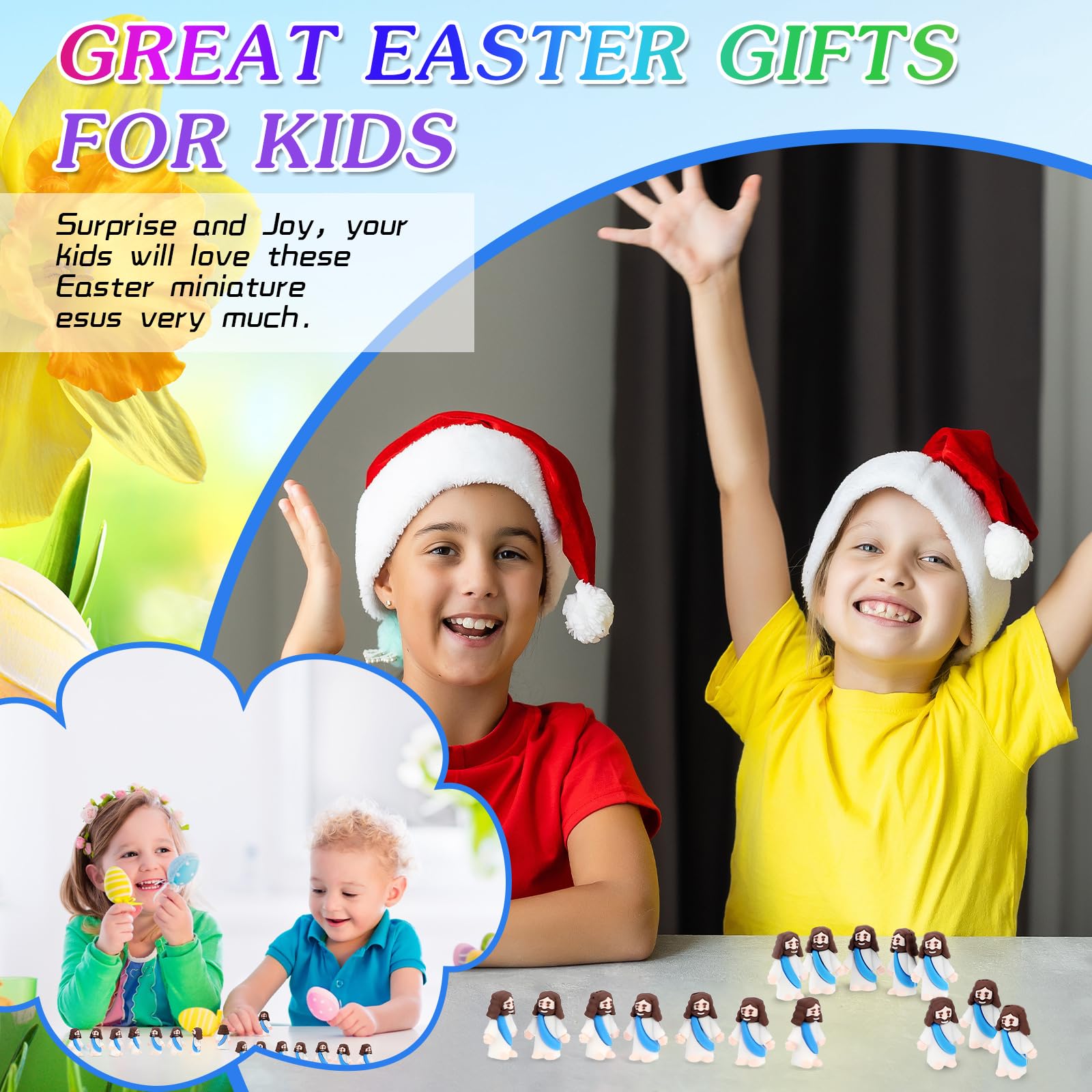 Sumind 50 Pack Mini Jesus Figures for Easter Egg Stuffers, Religious Party Favors, Sunday School Gifts