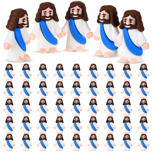 Sumind 50 Pack Mini Jesus Figures for Easter Egg Stuffers, Religious Party Favors, Sunday School Gifts