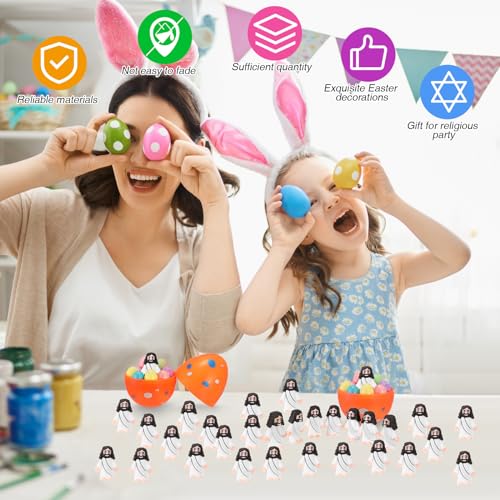 Sumind 50 Pack Mini Jesus Figurines for Easter Egg Fillers, Sunday School Gifts, Religious Party Favors (White, 1.2 x 1.4 Inches)