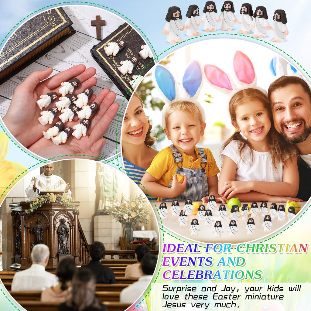 Sumind 50 Pack Mini Jesus Figurines for Easter Egg Fillers, Sunday School Gifts, Religious Party Favors (White, 1.2 x 1.4 Inches)