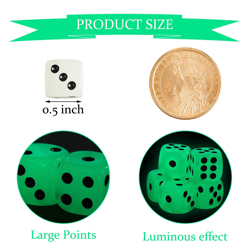 Sumind 54-Pack Glow-in-the-Dark Dice with Velvet Pouches for Board Games & Party Favors