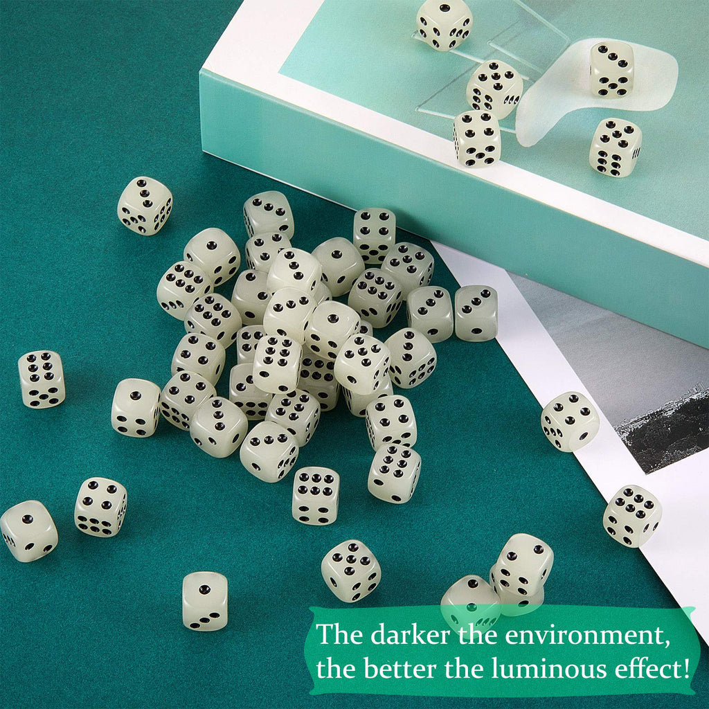 Sumind 54-Pack Glow-in-the-Dark Dice with Velvet Pouches for Board Games & Party Favors