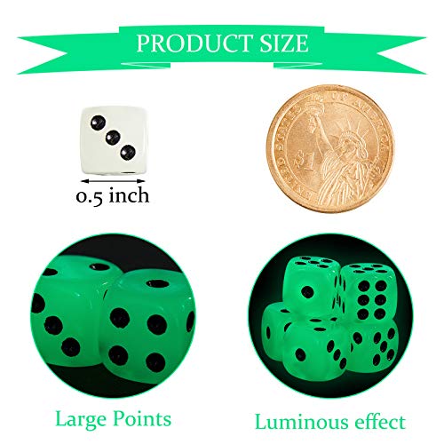 Sumind 54-Pack Glow-in-the-Dark Dice with Velvet Pouches for Board Games & Party Favors