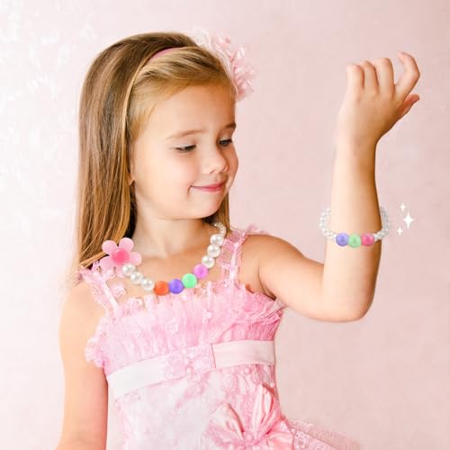 Sumind 6-Piece Toddler Jewelry Set: Beaded Necklaces and Bracelets for Girls' Dress-Up
