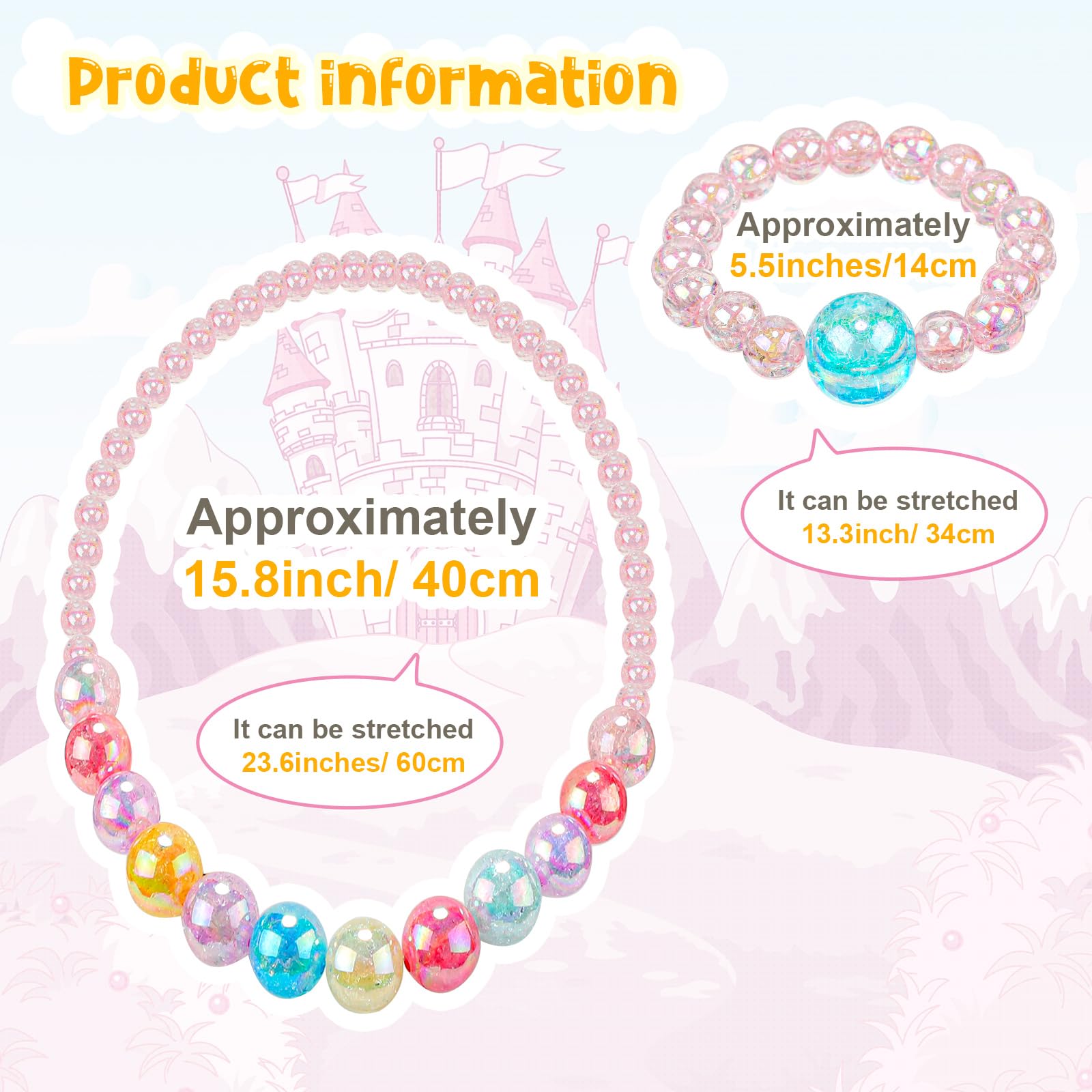 Sumind 6-Piece Toddler Jewelry Set: Beaded Necklaces and Bracelets for Girls' Dress-Up