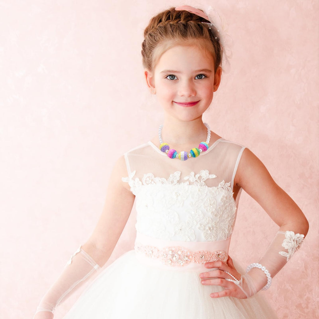 Sumind 6-Piece Toddler Jewelry Set: Beaded Necklaces and Bracelets for Girls' Dress-Up
