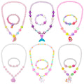 Sumind 6 Sets Toddler Jewelry – 12-Piece Beaded Necklace and Bracelet Set for Little Girls, Magic Style Dress Up Costume Favors