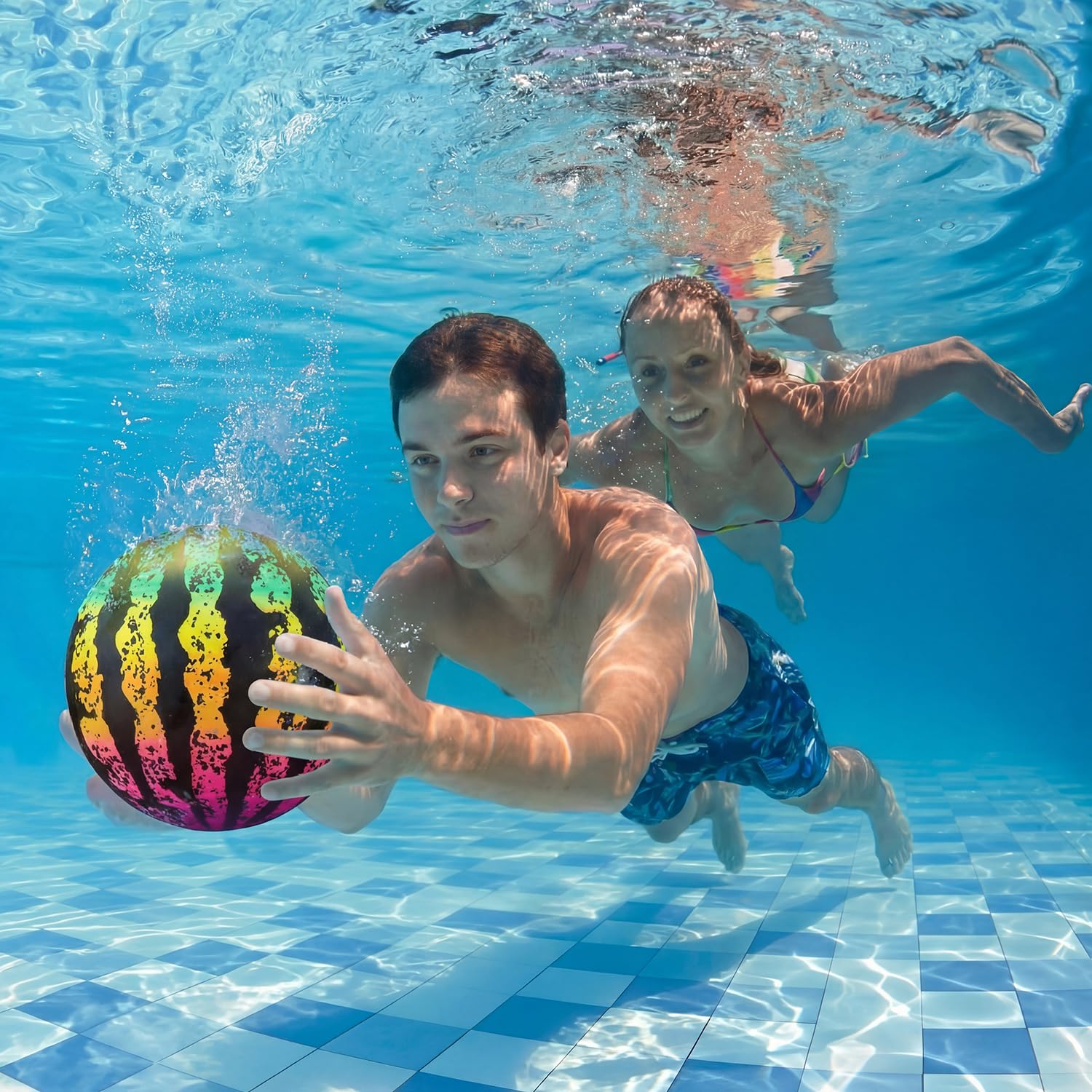 Sumind 9-Inch Swimming Pool Gaming Ball – Underwater Ball with Hose Adapter for Pool Passing, Dribbling, and Diving (Gradient Style)