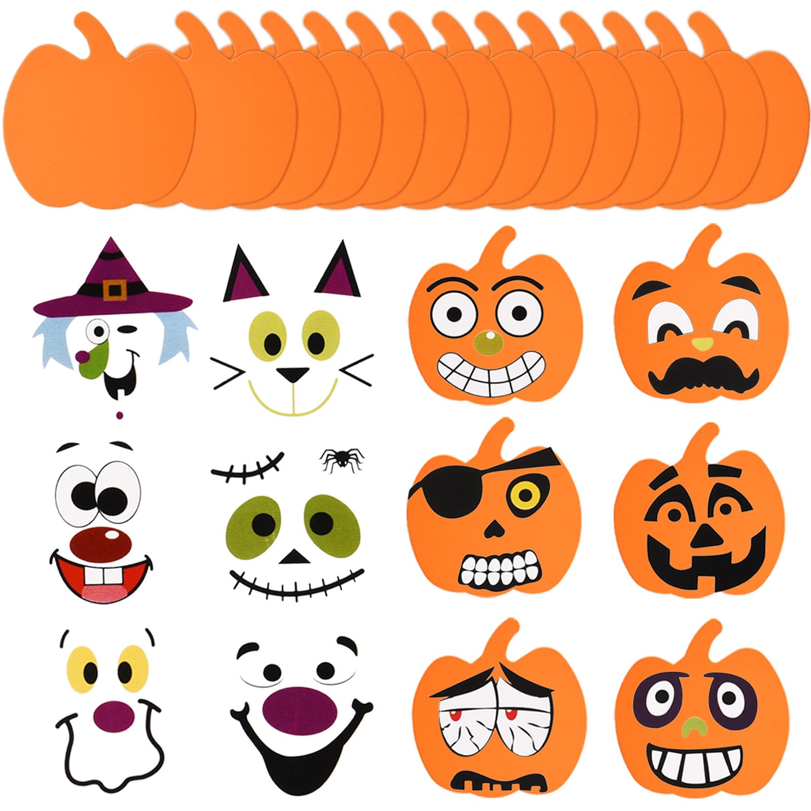 Sumind Halloween Foam Pumpkin Craft Kit - 32 Pieces with Stickers for DIY Decorations
