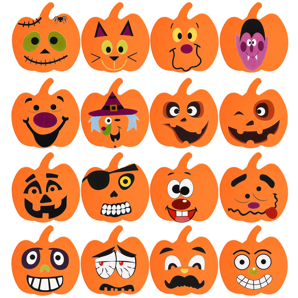 Sumind Halloween Foam Pumpkin Craft Kit - 32 Pieces with Stickers for DIY Decorations