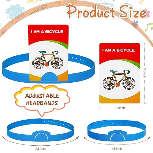 Sumind Headband Guessing Game - Fast-Paced 'What Am I?' Family Board Game with Adjustable Headbands, 3 Categories of Picture Cards, Sand Timer, and Scoring Coins