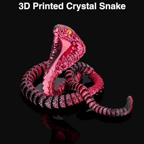 SUMLAND 23-Inch 3D Printed Snake Desk Toy – Flexible Black & Red PLA Cobra