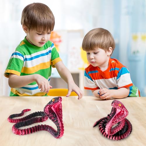 SUMLAND 23-Inch 3D Printed Snake Desk Toy – Flexible Black & Red PLA Cobra