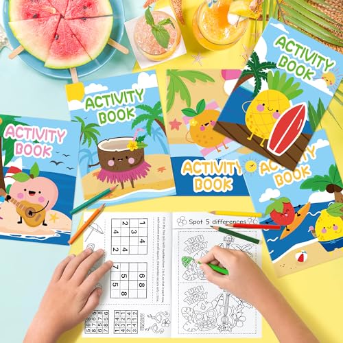 Summer Activity Books for Kids – 24 Pack Fruit-Themed Mini Puzzle Books for Party Favors & Classroom Prizes