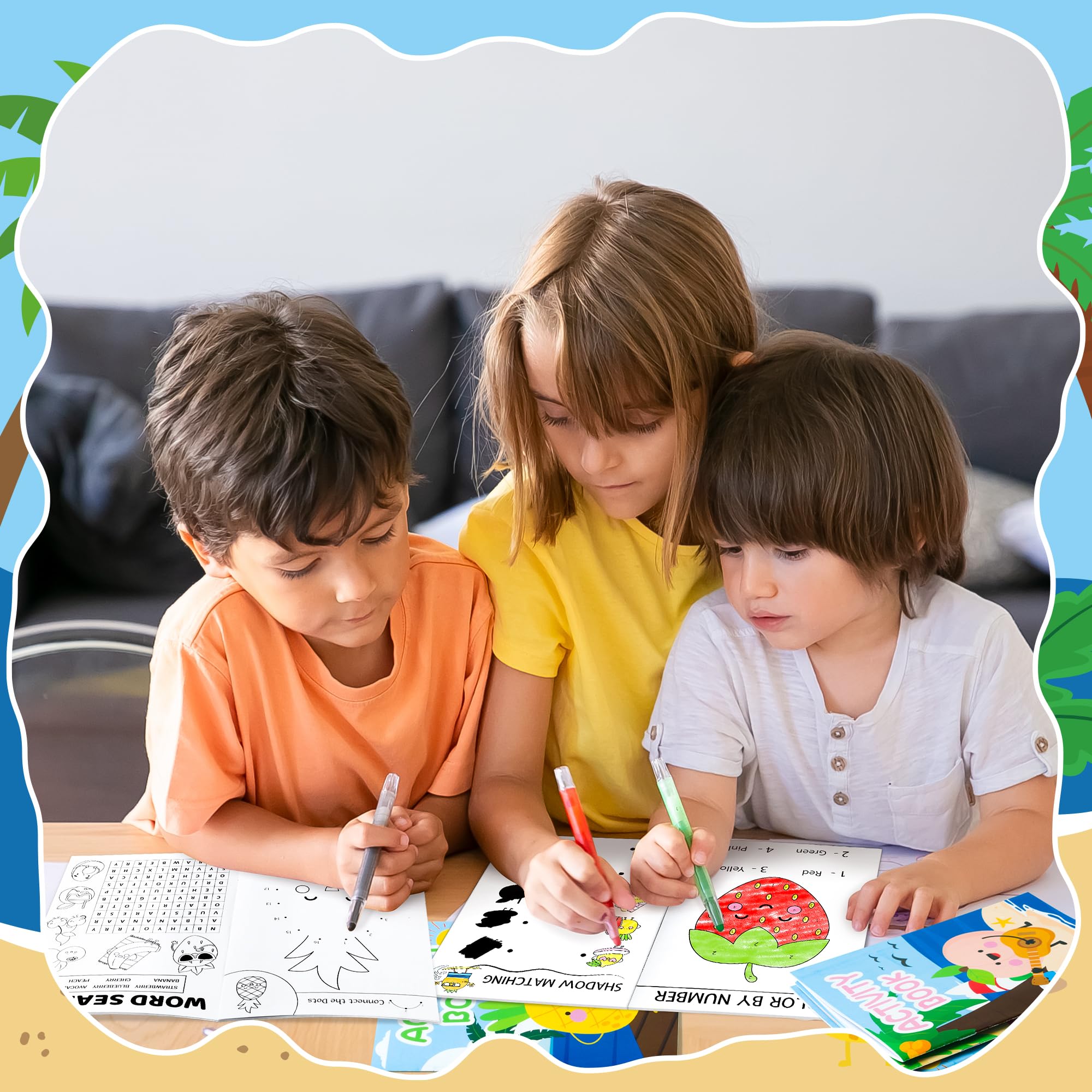 Summer Activity Books for Kids – 24 Pack Fruit-Themed Mini Puzzle Books for Party Favors & Classroom Prizes