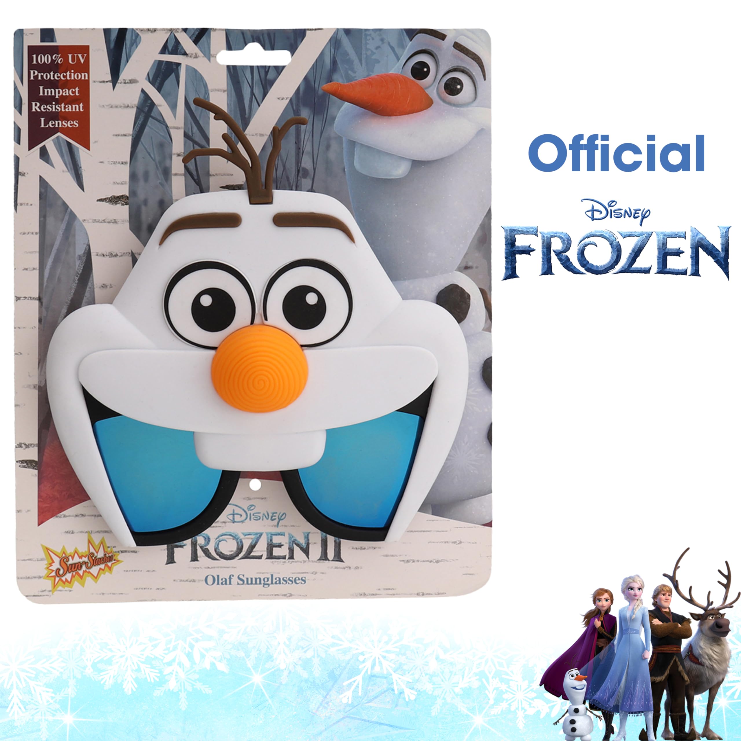 Sun Staches Disney Frozen Kids Sunglasses – Elsa, Anna & Olaf Costume Accessory, UV400 Protection
