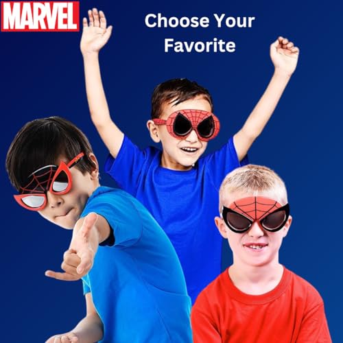 Sun-Staches Marvel Spider-Man Official Child Sunglasses - UV400 Red Web Mask Costume Accessory for Kids