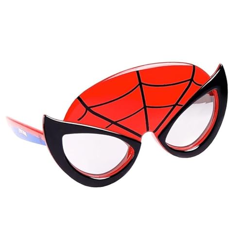 Sun-Staches Marvel Spider-Man Official Child Sunglasses - UV400 Red Web Mask Costume Accessory for Kids