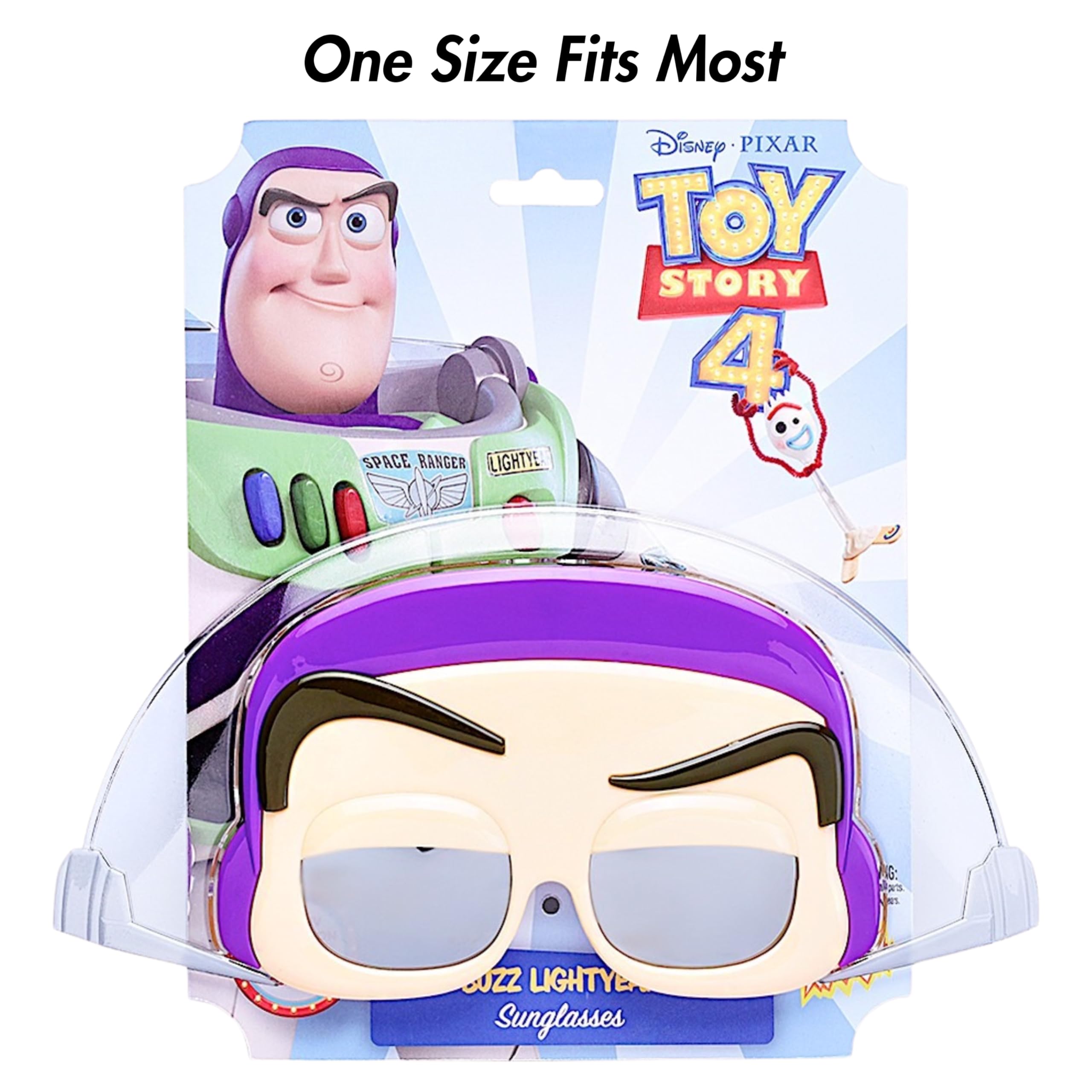 Sun-Staches Official Disney Toy Story Sunglasses – Woody, Buzz or Forky Costume Mask