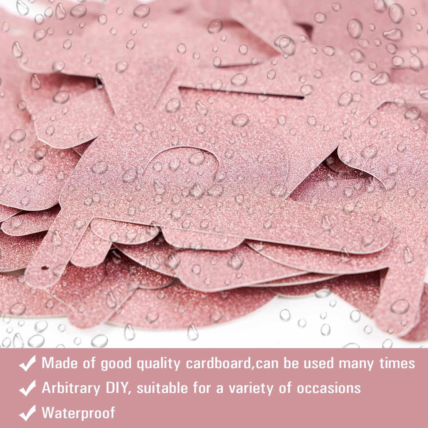 SUNBEAUTY 127-Piece Rosegold Glittery DIY Banner Kit – Customizable Letters & Symbols for Parties