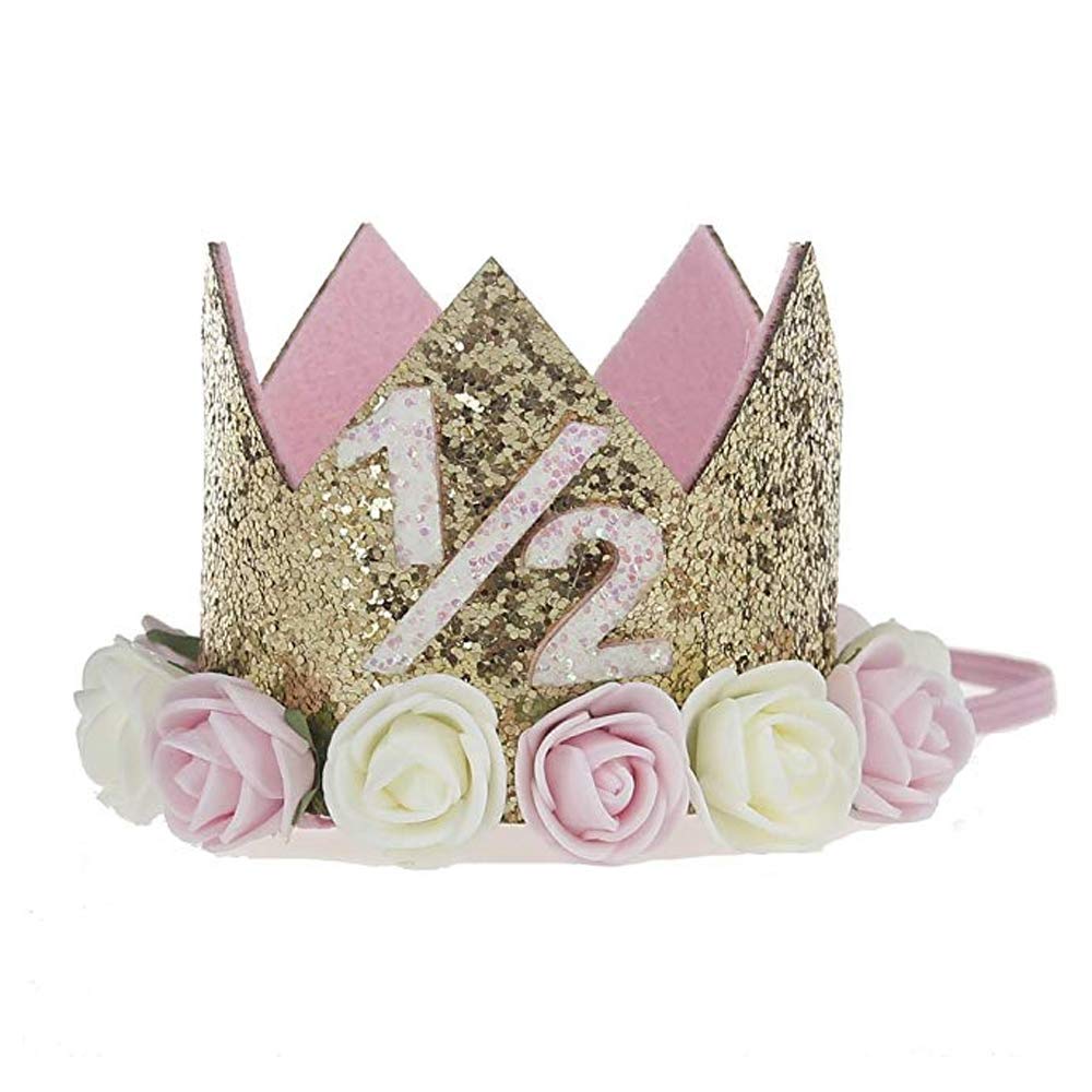Sundecor Sparkle Flower Birthday Crown for Kids 1-6 Years – Princess Tiara Headband for Cake Smash & Party Photos