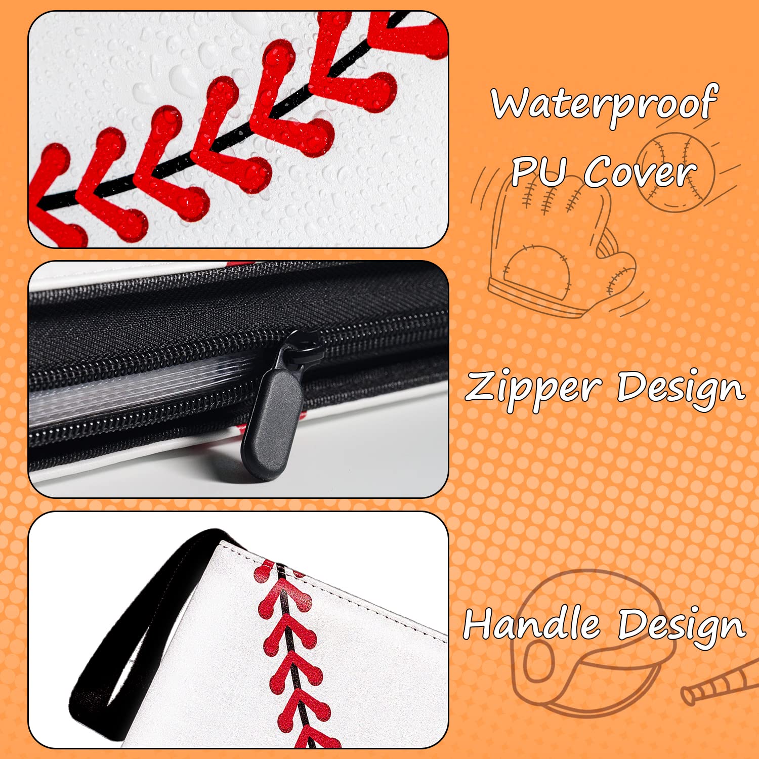 Sunhorse Baseball Card Binder - Holds 400 Cards, 50 Double-Sided Sleeves, Zipper Closure