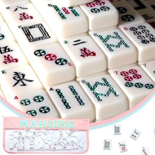 Sunnymove American Mahjong Bag – Empty Storage Case with Gold Zipper, Pink Blue, Holds 166 Tiles