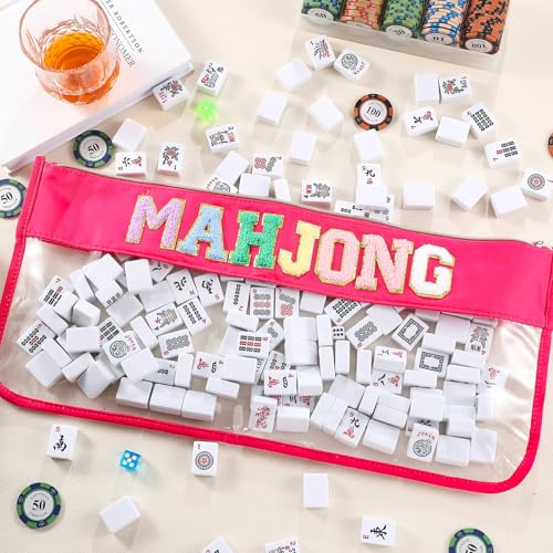 Sunnymove Hot Pink American Mahjong Bag - Empty Case with Zippered & Letters, Holds 166 Tiles