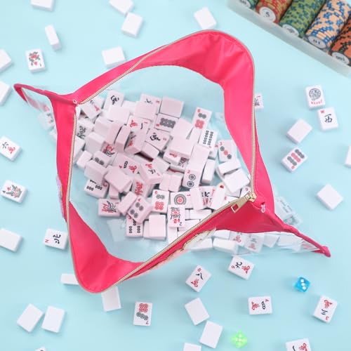 Sunnymove Hot Pink American Mahjong Bag - Empty Case with Zippered & Letters, Holds 166 Tiles