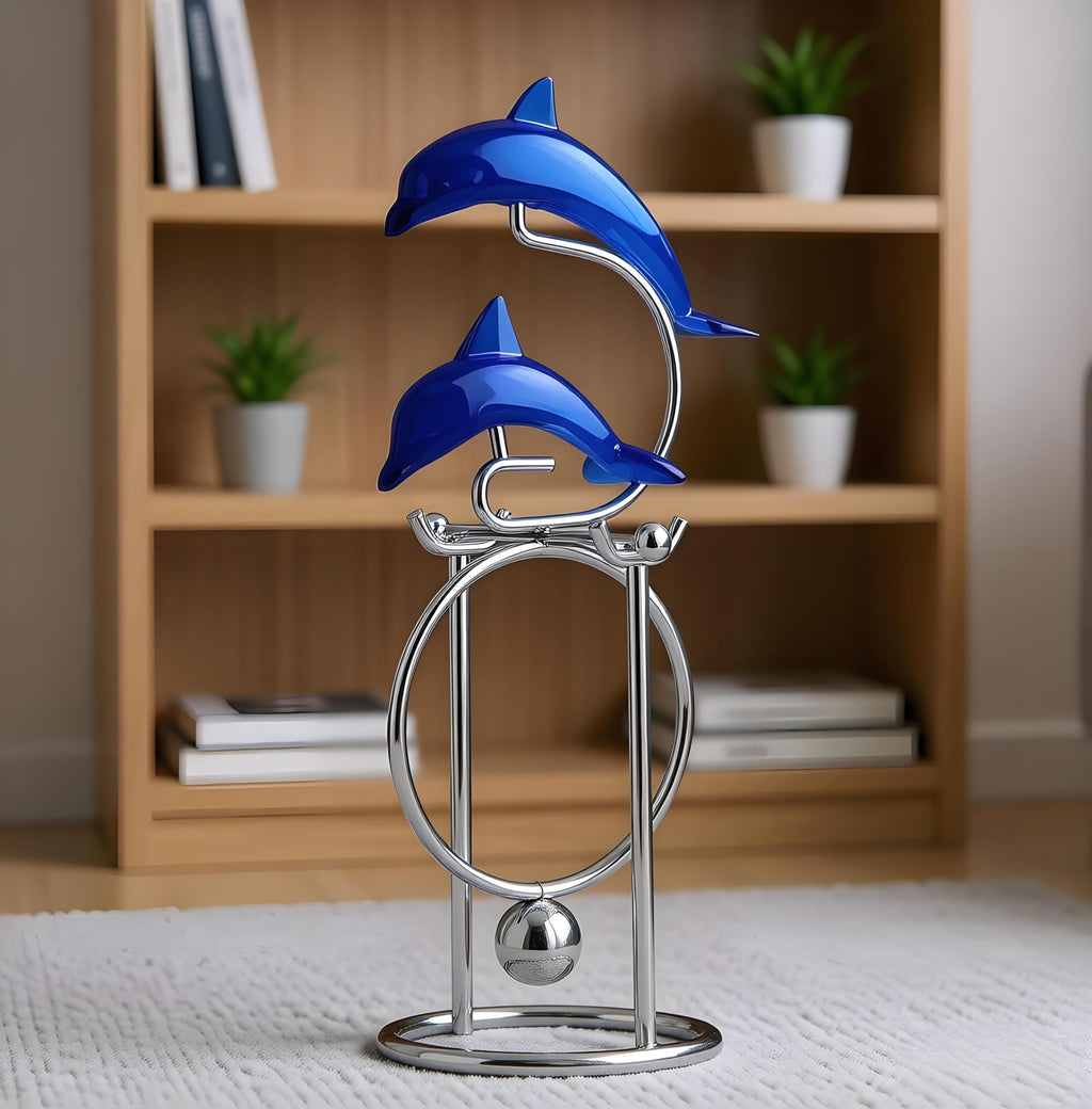 Sunnytech Dolphins Kinetic Art Desk Toy - Metal Balancing Sculpture for Relaxation