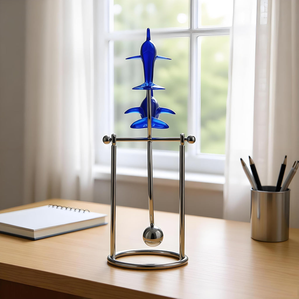 Sunnytech Dolphins Kinetic Art Desk Toy - Metal Balancing Sculpture for Relaxation