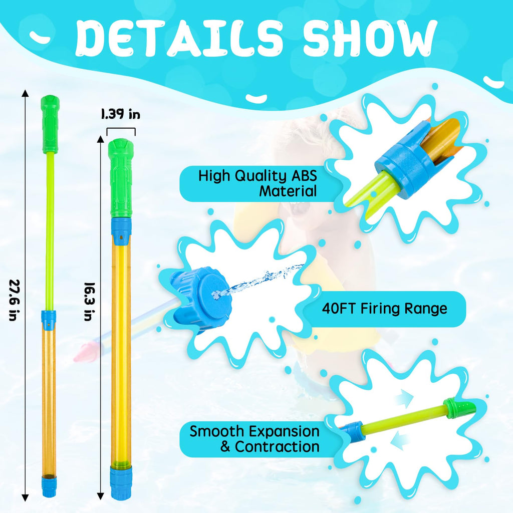 SUNPROUND 4-Pack Water Blasters: Long Range Squirt Guns for Summer Pool & Beach Fun
