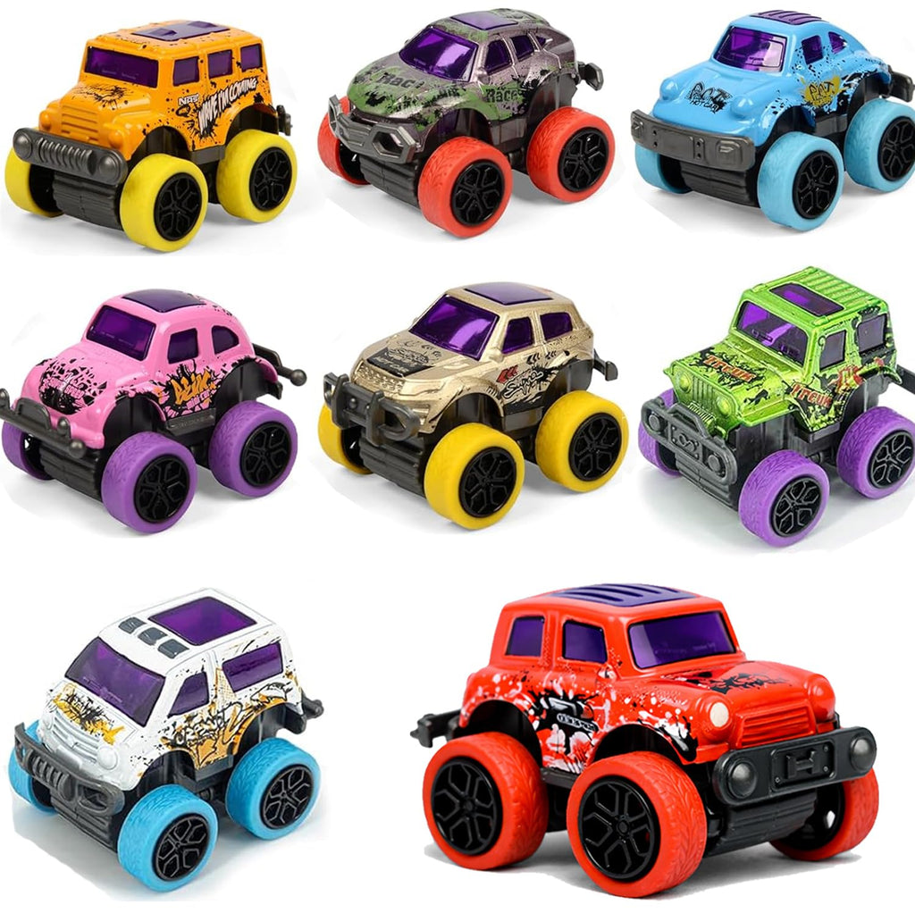 SUNPROUND 8-Pack Mini Monster Truck Toys – Pull-Back Die-Cast Cars for Party Favors, Goodie Bags, and Birthday Bulk Gifts