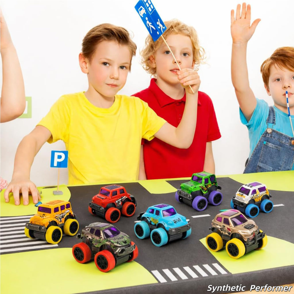 SUNPROUND 8-Pack Mini Monster Truck Toys – Pull-Back Die-Cast Cars for Party Favors, Goodie Bags, and Birthday Bulk Gifts