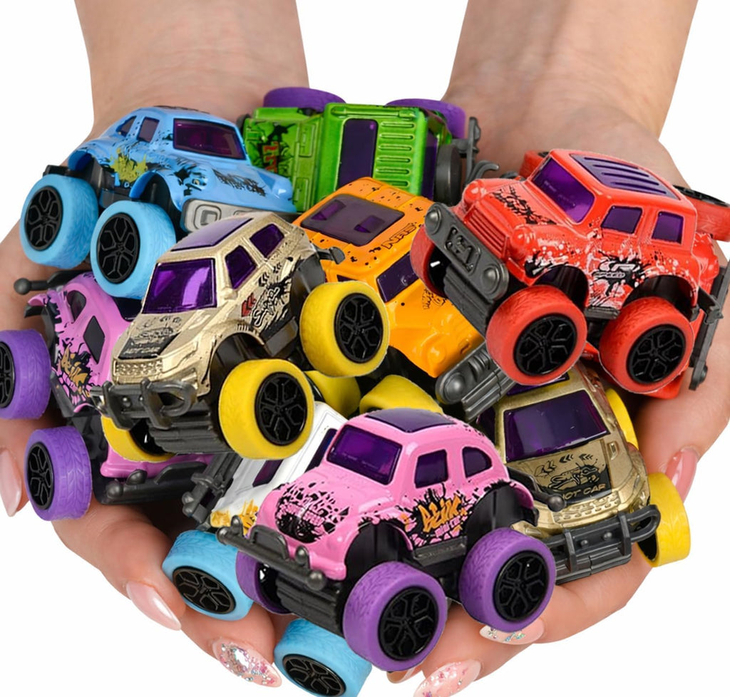 SUNPROUND 8-Pack Mini Monster Truck Toys – Pull-Back Die-Cast Cars for Party Favors, Goodie Bags, and Birthday Bulk Gifts