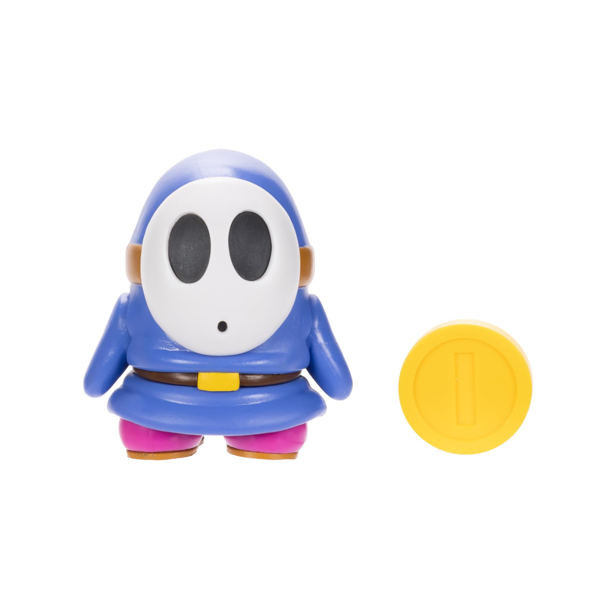 Super Mario 4-Inch Blue Shy Guy Action Figure with Coin – Poseable, Ages 3+