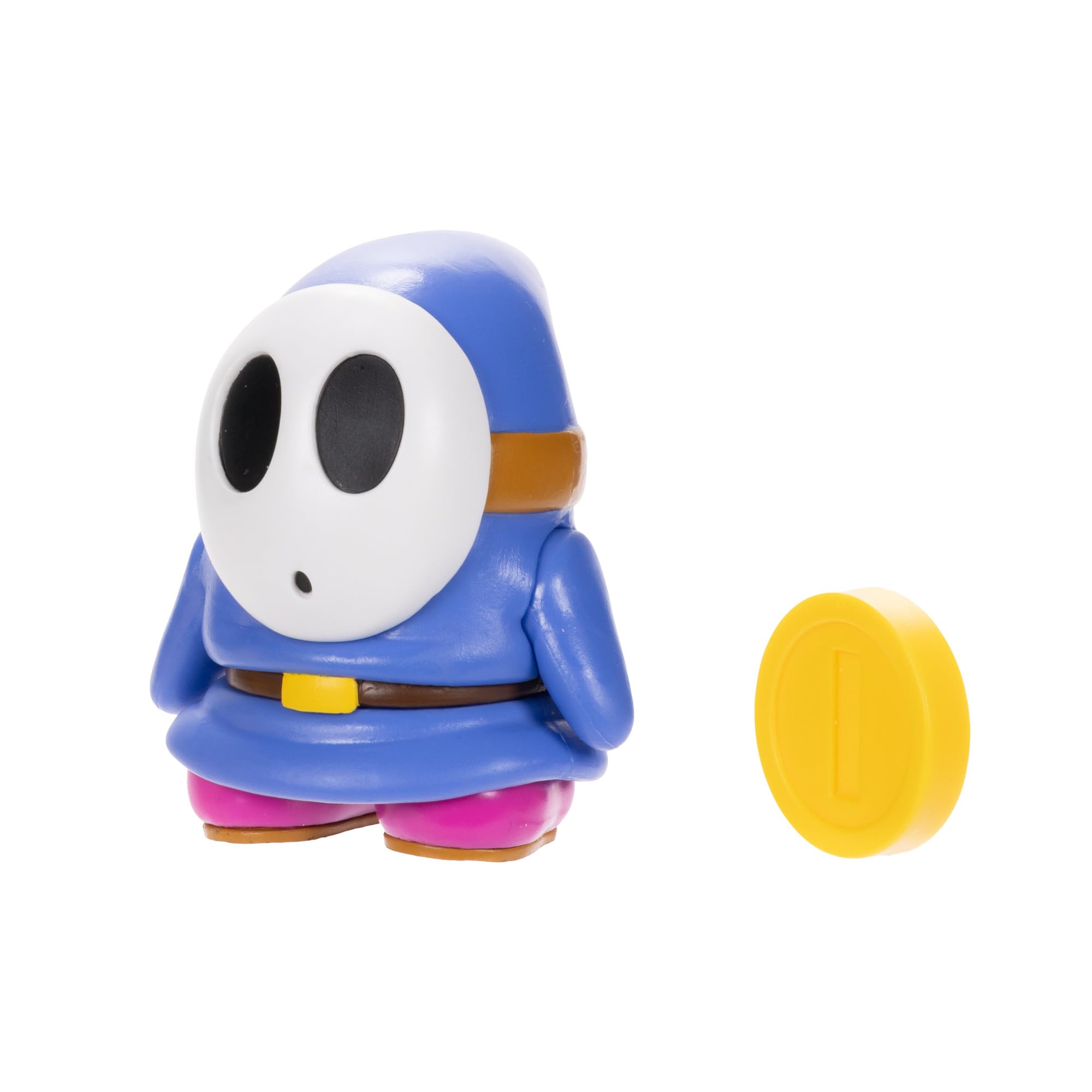 Super Mario 4-Inch Blue Shy Guy Action Figure with Coin – Poseable, Ages 3+