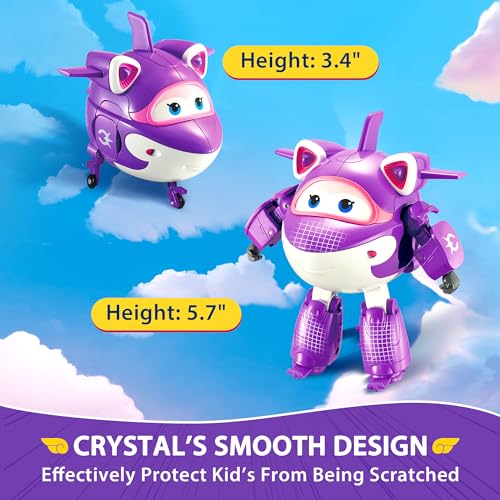 Super Wings 5-Inch Transforming Crystal Supercharged Airplane Robot Action Figure (Blue)