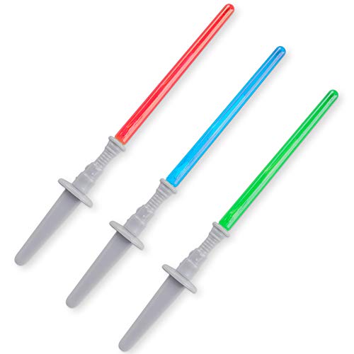 Super Z Outlet Light Saber Cupcake Toppers (12 pack) - 4 Inch Tall Plastic Picks in Red, Green, Blue for Birthday and Fan Events